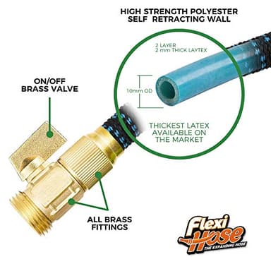 Flexi Hose with 8 Function Nozzle, 50FT - Lightweight Expandable Garden Hose, No-Kink Flexibility, 3/4 Inch Solid Brass Fittings and Double Latex Core - Image 4