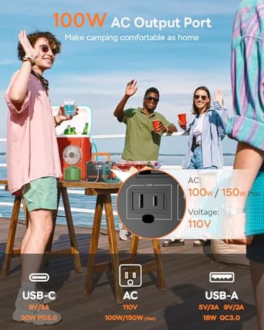 MARBERO 88.8Wh Portable Power Station Backup Lithium Battery Solar Generator 150W Max AC & 30W USB-C Output for Camping Hiking RV Off-Grid Living CPAP Home Outage Emergency (Solar Panel Optional) - Image 3