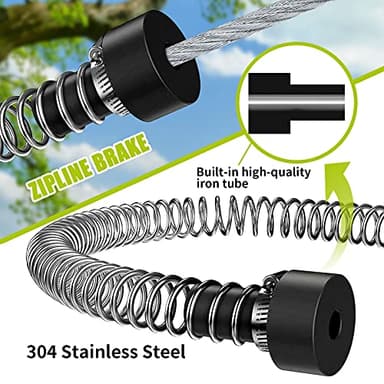 TT TRSMIMA 150/180/200 Feet Zip Line Kit for Kids and Adult Up to 330 lb - Updated Removable Design Trolley and Thickened Seat Rust Proof W/Safety Harness - Zipline Kits for Backyard - Image 3