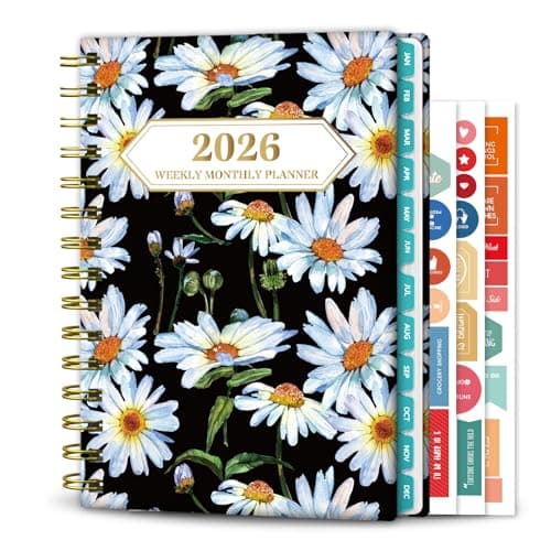 Ymumuda 2026 Planner, Daily Weekly and Monthly Planner，Jan 2026 - Dec 2026, 8.4" x 6.3", 2026 Calendar Planner Book with Tabs, Spiral Notebook with Inner Pocket for Office Home School Supplies - Image 1