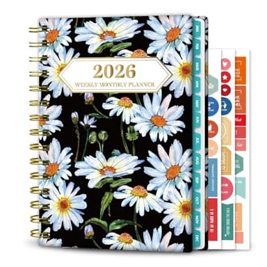 Ymumuda 2026 Planner, Daily Weekly and Monthly Planner，Jan 2026 - Dec 2026, 8.4" x 6.3", 2026 Calendar Planner Book with Tabs, Spiral Notebook with Inner Pocket for Office Home School Supplies - Image 1
