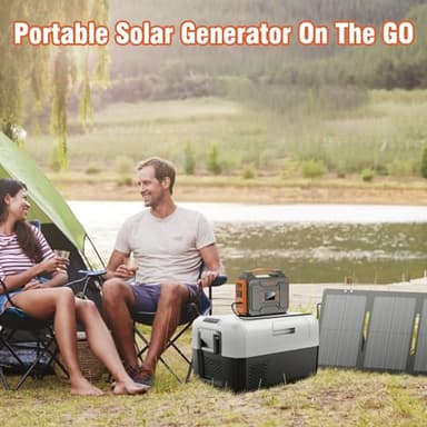 Portable Solar Generator, 300W Portable Power Station with Foldable 60W Solar Panel, 110V Pure Sine Wave 280Wh Lithium Battery Pack with USB DC AC Outlet for Home Use RV Van Outdoor Camping-Orange - Image 2