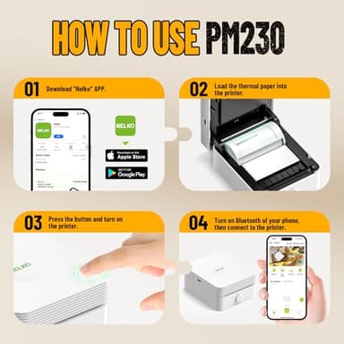 Nelko Sticker Printer, PM230 Print Pod Mini Bluetooth Portabel Sticker Maker with 3 Rolls Paper, Print Pods Mini Printer with Multiple Templates for Phone & Tablet，for School Office Home, White - Image 9