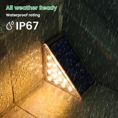 JOFIOS Solar Step Lights for Outside, 12pack Solar Stair Lights Outdoor Waterproof IP67, Deck Step Lights, Outdoor Light Decor for Staircase, Patio, Front Step, Pathway, Front Porch(Warm Brown) - Image 3