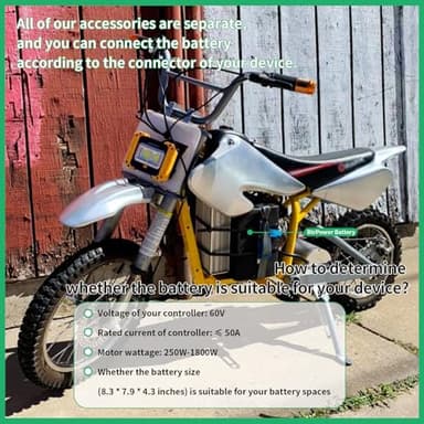 BtrPower 60V 20AH Ebike LiFePO4 Battery Pack with 50A BMS and 5A Fast Charger Fit for 1800W-350W Motor - Image 4