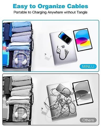 Multi Charging Cable 3A, [2Pack 4ft] Retractable Multi Charging Cord 3 in 1 Fast Charger Cord, USB C Charger Adapter with Lightning/Type C/Micro USB Ports for Cell Phones/iPhone/Samsung/PS/Tablets - Image 6