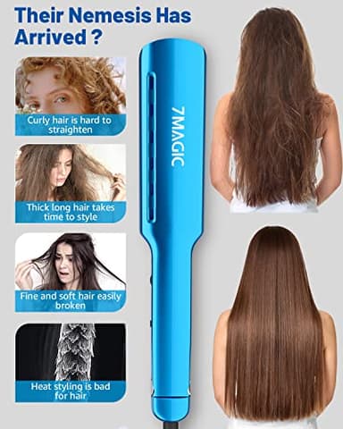 Nano Titanium 1.7" Wide Flat Iron for All Hair - Straightener with 5 Temps and Dual Voltage - Image 6