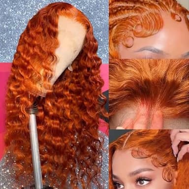 Bilisar 30 Inch Ginger Wig Human Hair 13x6 Deep Wave Lace Front Wigs 200 Density Hd Lace Curly Orange Wig Glueless Wigs Human Hair Pre Plucked Pre Cut With Baby Hair - Image 5