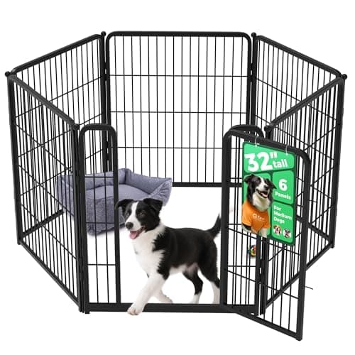FXW Homeplus Unleashed Indoor Dog Playpen - Stress-Free and Safe Play, Heavy Duty 32 Inch 6 Panels Dog Pen for Small and Medium Dogs, Black│Patented - Image 1