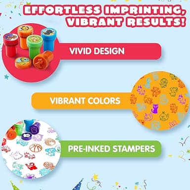 JOYIN 50 Pcs Assorted Stamps for Kids - Self-Ink Stamps with 50 Designs for Birthday Party Favor, Carnival Prizes, School Stampers, Goodie Bag, Halloween, Christmas (Zoo, Holiday Stampers) - Image 6