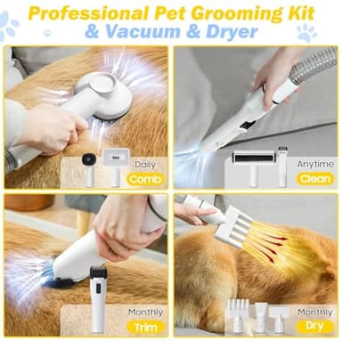 SNOYWEN Dog Grooming Kit & Pet Hair Dryer & Dog Electric Clippers, 3L Large Capacity with 8 Grooming Tools, Low Noise for Long Hair Dogs and Cats, Adjustable Airflow and Temperature, UL, Touchscreen - Image 7