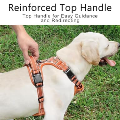 Timos Dog Harness for Large Dogs, No Pull Service Vest with Reflective Strips and Control Handle,No Choke Dog Harness with 2 Metal Rings for Easy Walking,Outdoor Training,Flower Orange, L - Image 6