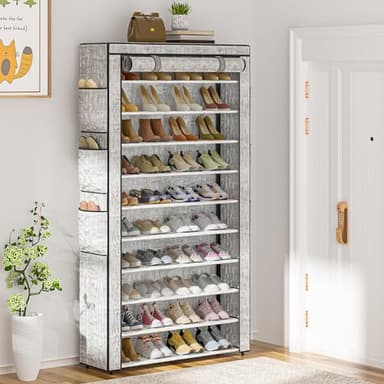 OYREL Shoe Rack 10Tier Large Capacity 50-56Pairs Beautiful Tall Shoe Shelf Free Standing Storage Cabinet Entryway Closet - Image 2