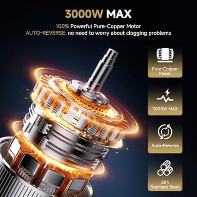 AAOBOSI Meat Grinder Electric, [3000W Max] Meat Grinder Heavy Duty with 2 Stainless Steel Blades & 4 Grinding Plates, Sausage Maker & Kibbe Kit for Home Kitchen Using - Image 2