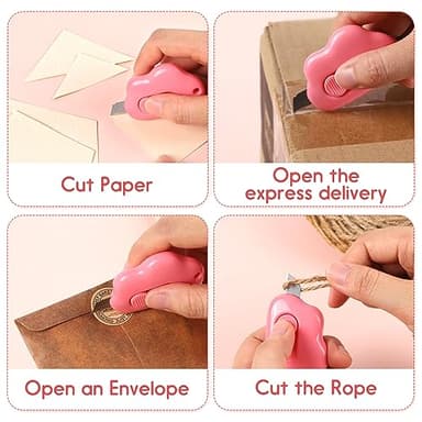 Box Cutters, 6 Pack Retractable Letter Opener, Mini Utility Knives Cloud Shaped Box Opener Envelope Slitter, Small Package Opener Paper Cutters with Keychain Hole - Image 5