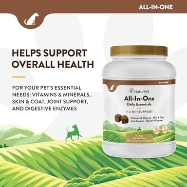 NaturVet All-in-One Dog Supplement - for Joint Support, Digestion, Skin, Coat Care – Dog Multivitamins with Minerals, Omega-3, 6, 9 – Wheat-Free Vitamins for Dogs – 240 Soft Chews - Image 3