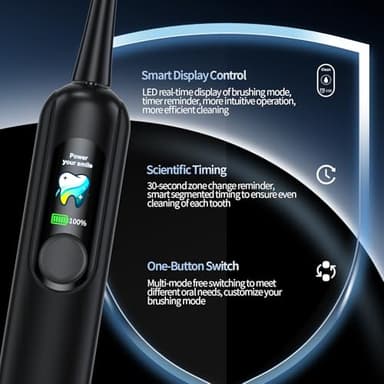 OasiSmile Sonic Electric Toothbrush for Adults with LED Display - 38400 VPM Deep Clean, 6 Brush Heads & 45-Day Battery Life, IPX7 Waterproof, 4 Modes Rechargeable Toothbrush for Home/Travel - Image 4