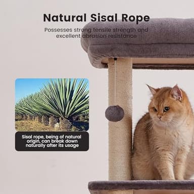 Gardner Pet 65in Heavy Duty Cat Tree Tower for Large Cats, Multi-Level Cat Furniture with Replaceable Sisal Scratching Post, Hammock | Extra-Large Platform & Condo (Grey) - Image 4