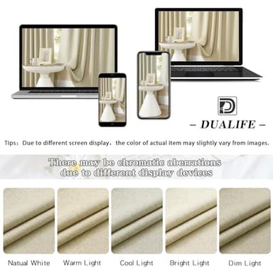 DUALIFE Faux Linen Curtains 108 Inches Long for Living Room 2 Panels Set Back Tab Draperies Neutral Earth Tone Blackout Curtains for Large Window Vertical 9 FT Tall 50 By108 Oatmeal Chartreuse - Image 7