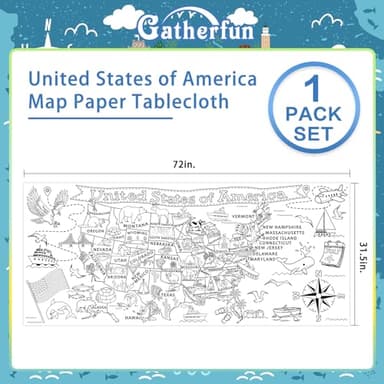 Gatherfun USA Coloring Activity - Large 31.5x 72 Educational Poster - Ideal for School Events & Birthday Parties, Multi-Use as Classroom Wall Décor or Table Cover - Image 2