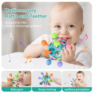 Baby Montessori Teething Toys for 0-6 6-12 Months BPA Free Sensory Toys for Babies 0 3 6 9 12 18 Months Newborn Infant Learning Developmental Chew Rattle Toys Shower Gifts for 1 2 Year Old Girls Boys - Image 5
