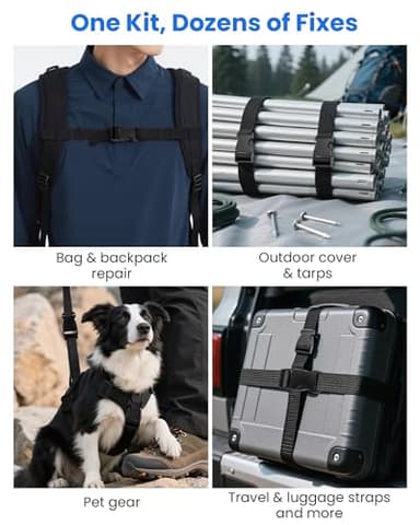 Buckle & Strap Kit - 6 Yards 1 Inch Wide Polyester Webbing Stronger Than Nylon, 6 Plastic Quick Release Buckles & 12 Triglide Clips, Adjustable Extender Straps for Backpack, Dog Collar, Fanny Pack - Image 3