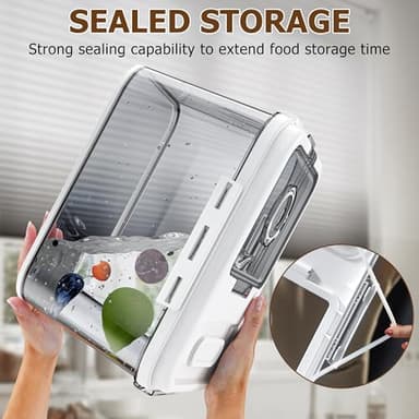 Olimingse Bread Box For Kitchen Countertop, Airtight Bread Storage Container, Bread Keeper For Homemade Bread, Cookies, Cereal, Fruits, 10L White. - Image 5