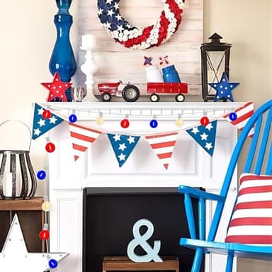 G40 Red White and Blue Lights,25Ft Fourth of July Light with 27 G40 LED Red White and Blue Bulbs(2 Spare),Waterproof Outdoor Hanging Patio Lights for Independence Day Memorial Day Party Decor - Image 5