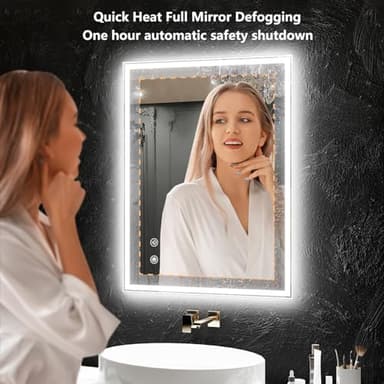 40 X24 LED Bathroom Mirror, Dual Backlit & Front Lit Anti-Fog, Dimmable, Dimmable led Mirror for Bathroom, Bathroom Mirror with Lights Wall-Mounted Vanity Mirror - Image 3