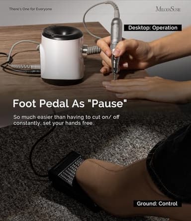 MelodySusie Electric Nail Drill with Foot Pedal, 30000RPM Professional Nail File Bits & Sanding Bands Kit for Acrylic & Gel Nails, Efile Nail Drill Set for Manicure Pedicure Polishing, Scarlet White - Image 5