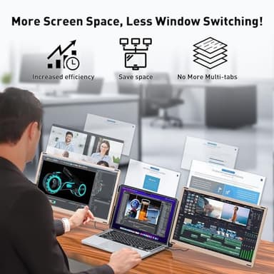 Maxfree Laptop Screen Extender, 15.6" [FHD 1080P IPS] Triple Portable Monitor, 2 Detachable Screens for Multi-Display Modes Laptop Monitor Extender Compatible with 13"-17" Laptops (Mac, Wins, Android) - Image 5