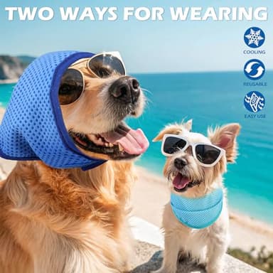 EXPAWLORER Dog Cooling Bandana - 2 Pack Instant Chill Out Pet Scarf Adjustable, Summer Outdoor Ice Neck Cooler, Prevent Sunstroke for Small Medium Large Breeds (Navy Green, M) - Image 3