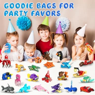 HOGOKIDS 24 Pack Party Favors for Kids Building Set - 629PCS Marine Animals Building Blocks Toy for Goodie Bag Stuffers Classroom Prizes, Valentines Day Easter Birthday Gift for Boys Girls Ages 6-12 - Image 4
