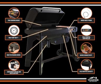 Traeger Grills Woodridge Electric Wood Pellet Grill and Smoker, Wi-Fi Temperature Control up to 500 Degrees, 860 Sq. In. Cooking Capacity, 6-in-1 for Outdoor Grilling, Smoking, and BBQ, TFB86MLH - Image 3