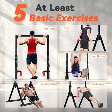 WATBKHE Power Tower Pull Up Dip Station Foldable, Pull Up Bar Station Adjustable, Multi-Function Home Gym, Strength Training Fitness Equipment, Support 450LBS - Image 5