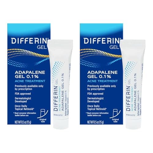 Differin Acne Treatment Gel, 60 Day Supply, Retinoid Treatment for Face with 0.1% Adapalene, Gentle Skin Care for Acne Prone Sensitive Skin, 15g Tube (Pack of 2) (Packaging May Vary) - Image 1
