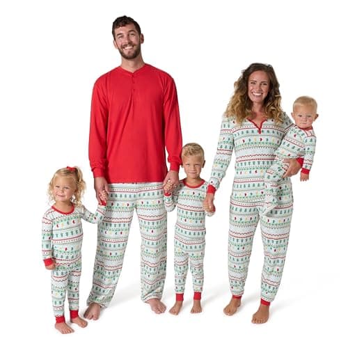 Gerber Baby Boys' Holiday Family Pajamas, Mint/Red, X-Large - Image 1