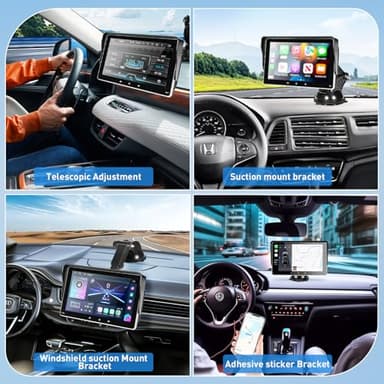 Apple Carplay Screen for Car, 7" Wireless Carplay & Android Auto Car Stereo, Portable Touchscreen with Mirror Link/GPS Navigation/AUX/Voice Control/Bluetooth for All Vehicles - Image 6