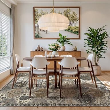 Lahome Moroccan Trellis 9x12 Rug for Living Room, Soft 9x12 Area Rug for Bedroom Dining Room, Ultra-Thin Non-Slip Non Shedding Distressed Throw Large Carpet for Office, Grey - Image 5