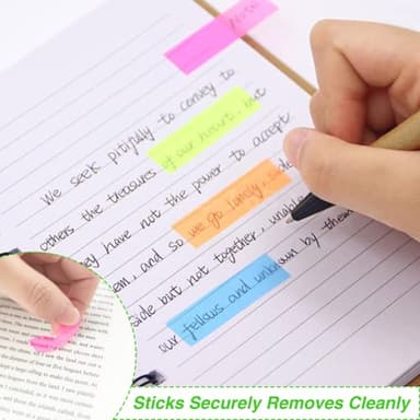 KICNIC Page Markers Colored Sticky Tabs 800 Pcs, Translucent Arrow Flags for Page Marking, Fluorescent Index Tab Stickers for Notebooks, Small Sticky Notes Flags [8 Colors, 4 Sets] - Image 5