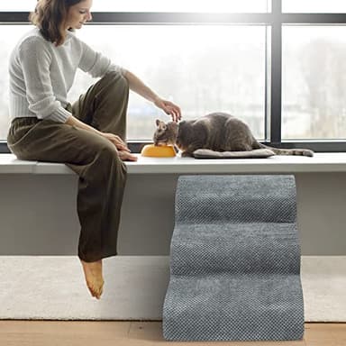 Dog Stairs for Small Dogs - High Density Foam Dog Ramp, Extra Wide Pet Steps with Non-Slip Bottom for High Beds, Couche and Sofa, Best for Dogs Injured, Older Doggy Cats (Grey, 3 Steps) - Image 6