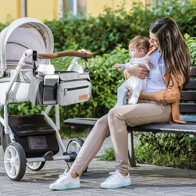 Momcozy Universal Stroller Organizer with Insulated Cup Holder Detachable Phone Bag & Shoulder Strap, Fits for Stroller like Uppababy, Baby Jogger, Britax, BOB, Umbrella and Pet Stroller - Image 6
