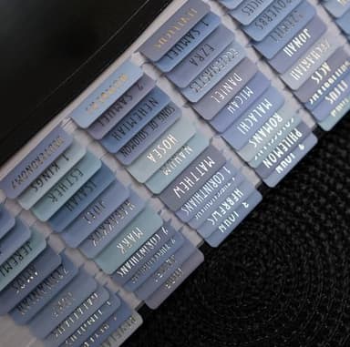 UPAFEXXI-Laminated Bible Tabs (Gold Foil Embossed Lettering), Bible Tabs for Women and Men, Reposition Large Print Stickers, Easy to Read and Apply, 80Chapters Labels for Easy Navigation(Blue) - Image 4