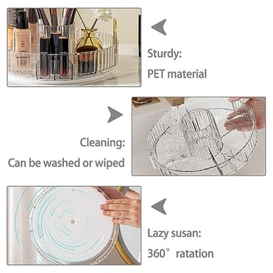 shuang qing Rotating Makeup Organizer for Vanity, High-Capacity Skincare Clear Make Up Storage Perfume Organizers Cosmetic Dresser Organizer Countertop 360 Spinning (Clear, New-3 Tier) - Image 5