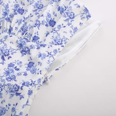 Sweetheart Neck Spaghetti Strap Sleeveless Summer Sundresses 2025 Floral Smocked A-Line Flowy Swing Midi Dress Small - Image 5