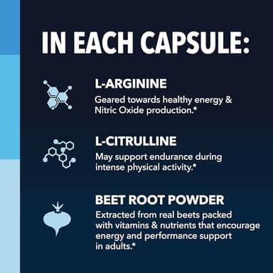 L-Arginine Capsules with L-Citrulline - Nitric Oxide Supplement - L Arginine and L Citrulline Blend - 60 Count - Vegan, Non-GMO Capsules for Performance, Endurance and Muscle Support - 1 Month Supply - Image 4