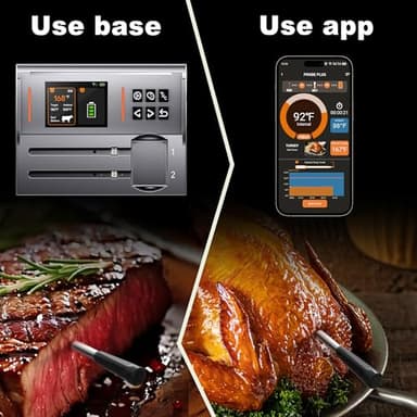 Wireless Meat Thermometer 2 Probes, Bluetooth Smart Meat Thermometer Digital Wireless Remote Tracking and Real-Time Readings, Standalone Base & Thinnest Probe, iOS and Android, for Grill, BBQ, Smoker - Image 3