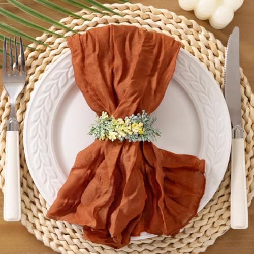 Socomi Terracotta Cheesecloth Napkins Fall Burnt Orange Cheese Cloths Gauze Set of 50 Boho Washable Dinner Table Napkins for Wedding Party Baby Shower Birthday Party Decor - Image 1