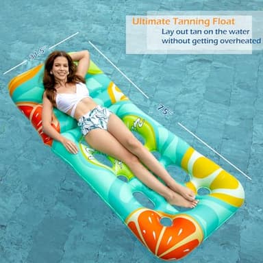 Jasonwell Inflatable Pool Float Adult - Pool Floaties Lounger Floats Floating Chair Raft with Adjustable Backrest Cup Holders Water Floaty Lake Lounge Tanning Floats Beach Party Toys for Adults Fruit - Image 5