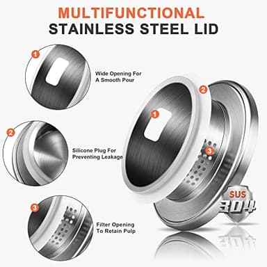 SUSTEAS 2.0 Liter 68oz Glass Pitcher with Lid, Easy Clean Heat Resistant Glass Water Carafe with Handle for Hot/Cold Beverages - Water, Cold Brew, Iced Tea & Juice, With 1 Long-Handled Brush Included - Image 5